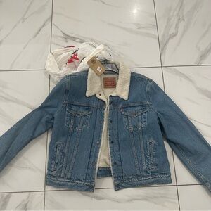 Levi's Cream Sherpa Lined Jacket